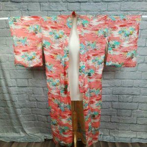 Vintage Hayashi Japanese Silk Kimono Robe Pink